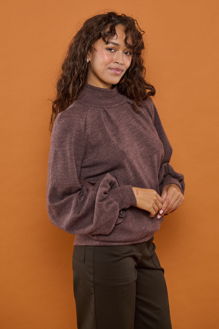 Froks Fleur Bluse / Bark brown Merino wool