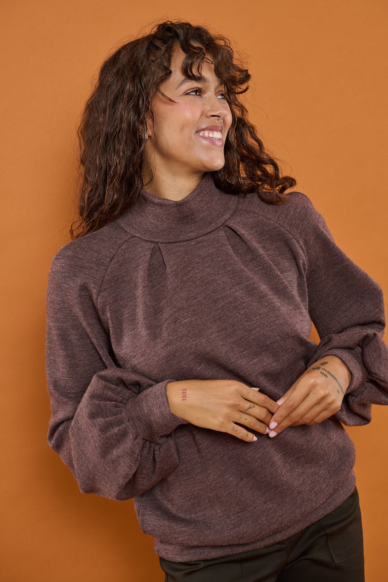 Froks Fleur Bluse / Bark brown Merino wool