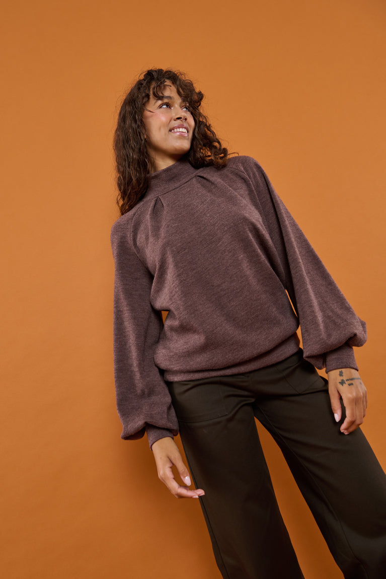Froks Fleur Bluse / Bark brown Merino wool