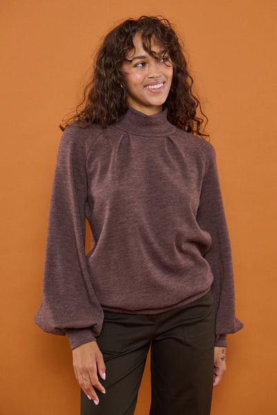 Froks Fleur Bluse / Bark brown Merino wool