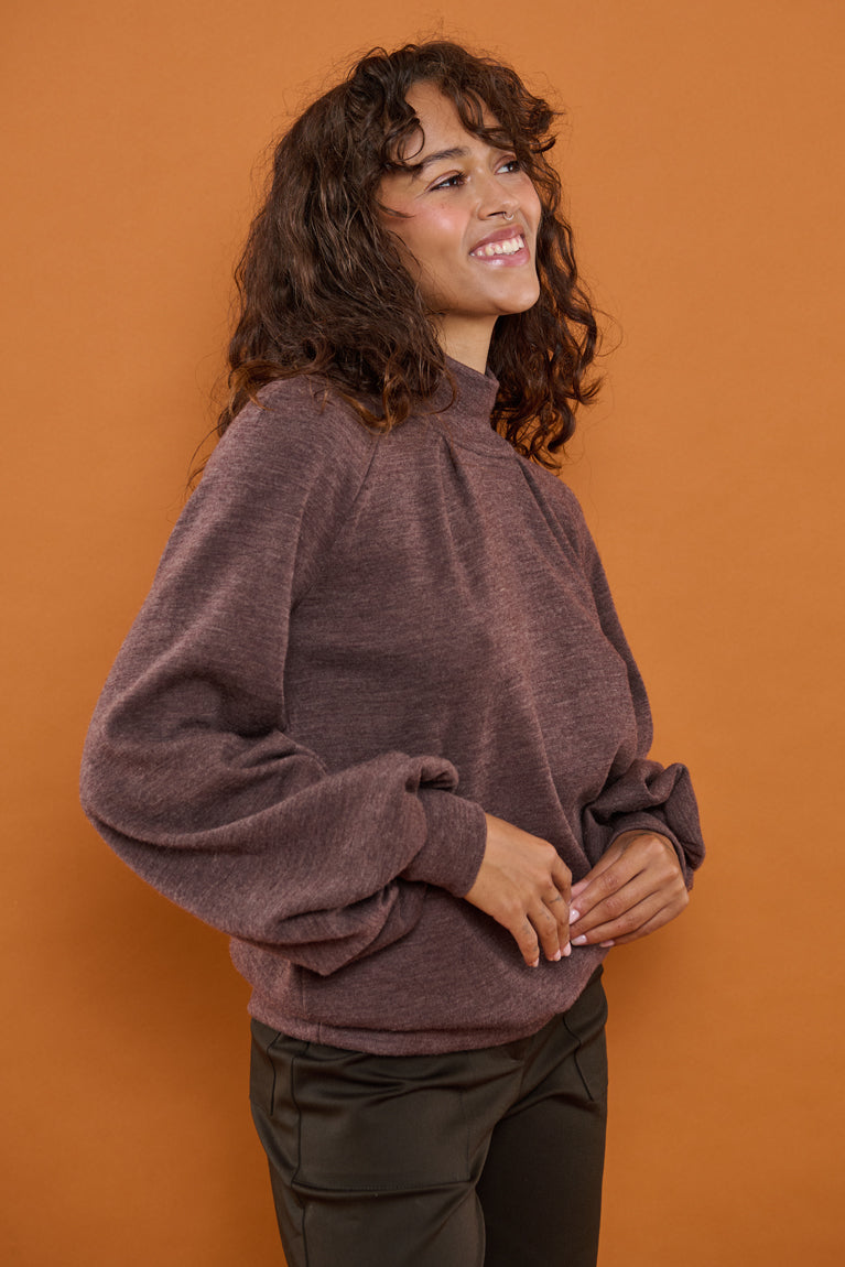Froks Fleur Bluse / Bark brown Merino wool