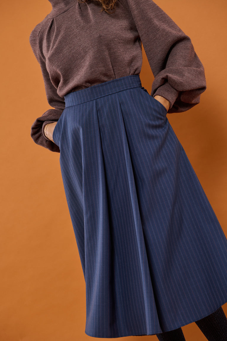 Froks Nora Nederdel / Navy & Rouge pin striped