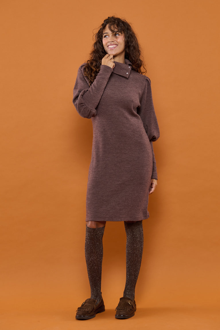 Froks Jenny Kjole / Bark brown Merino wool