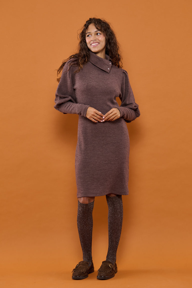 Froks Jenny Kjole / Bark brown Merino wool