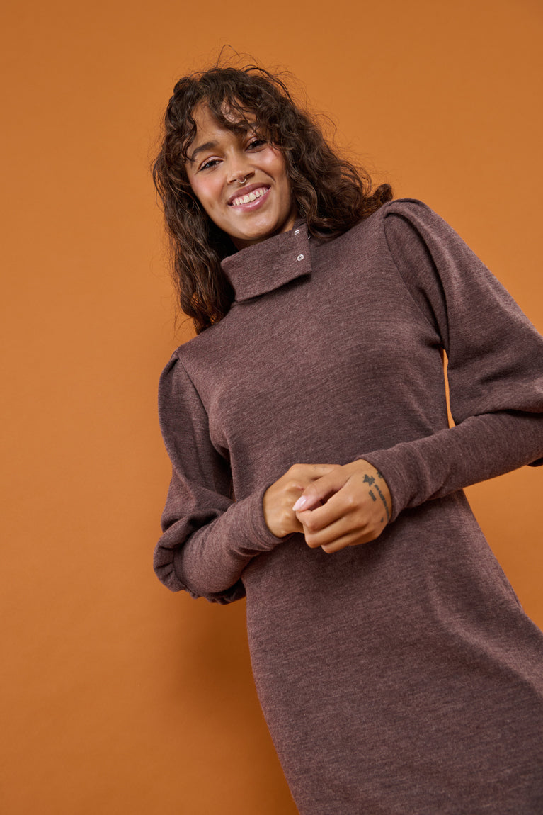 Froks Jenny Kjole / Bark brown Merino wool