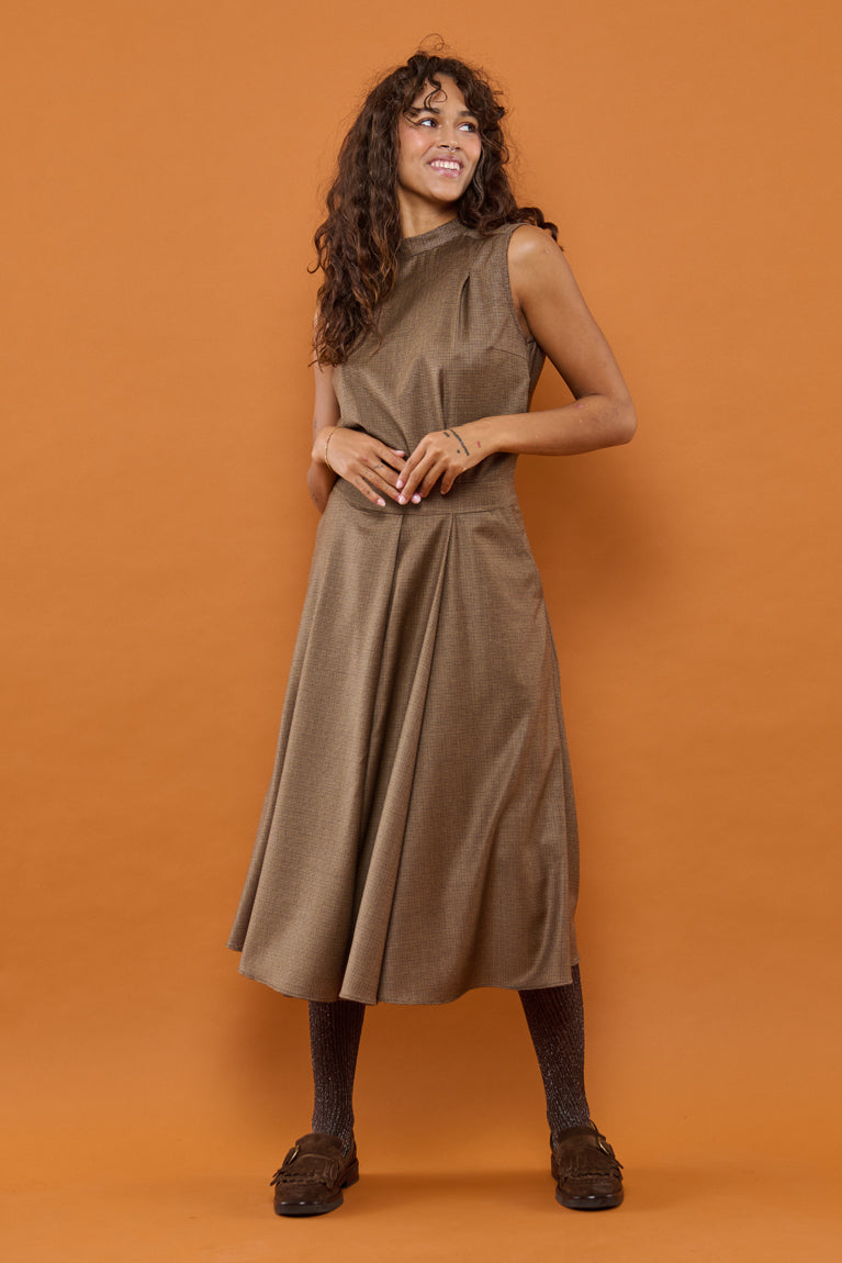 Froks Nora Kjole / Mocha & Pepita wool