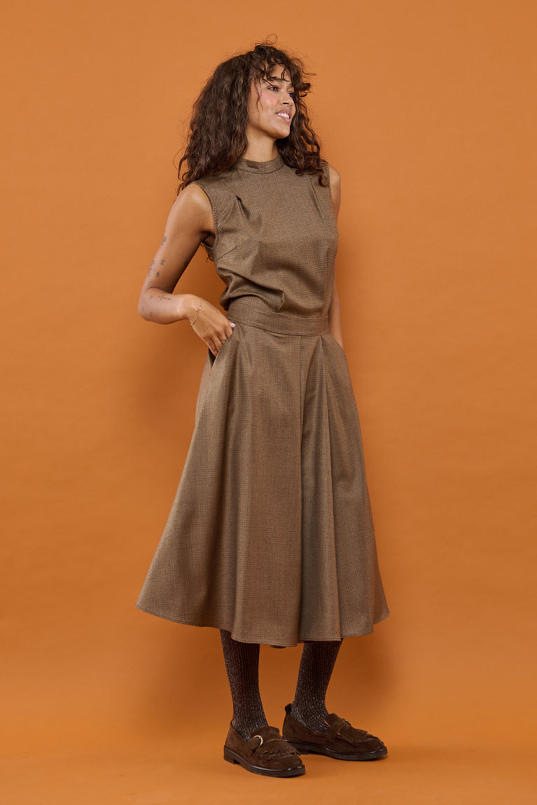 Froks Nora Kjole / Mocha & Pepita wool