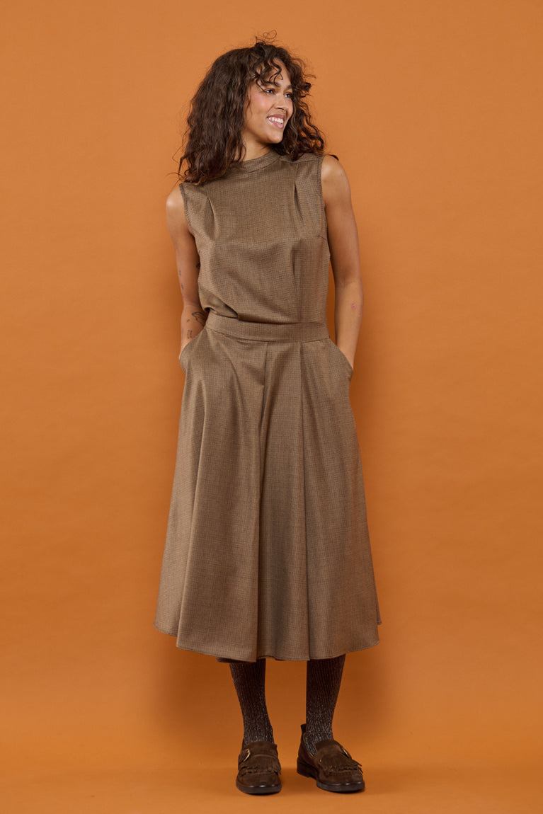 Froks Nora Kjole / Mocha & Pepita wool