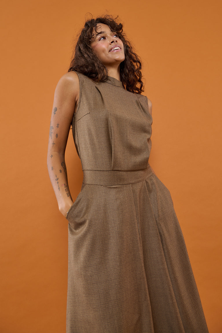 Froks Nora Kjole / Mocha & Pepita wool