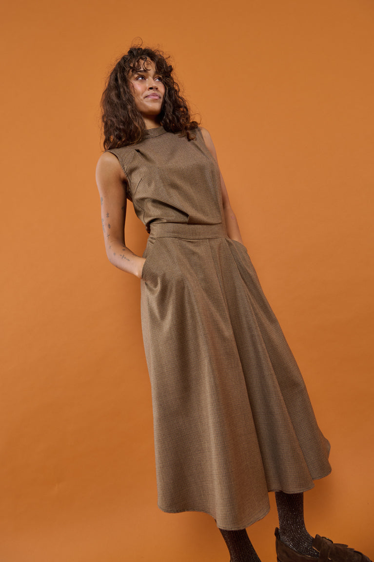 Froks Nora Kjole / Mocha & Pepita wool