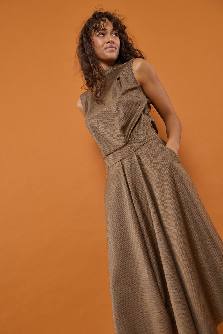 Froks Nora Kjole / Mocha & Pepita wool