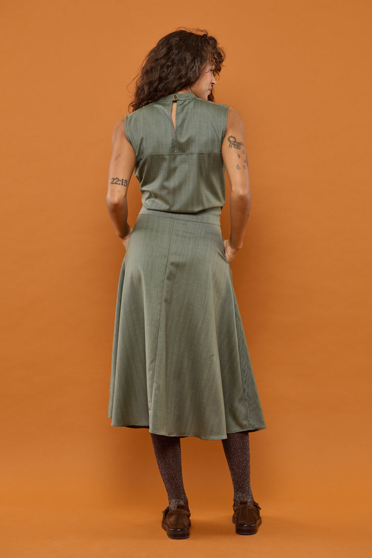 Froks Nora Kjole / Pine green textured wool