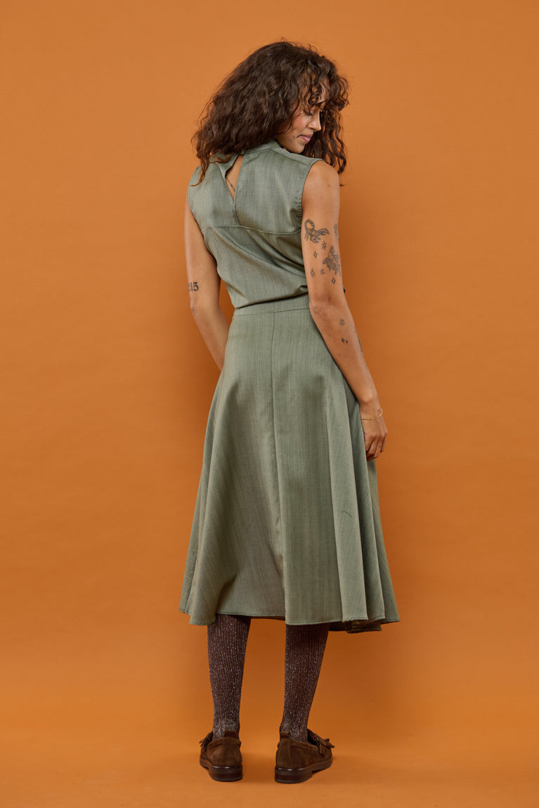 Froks Nora Kjole / Pine green textured wool