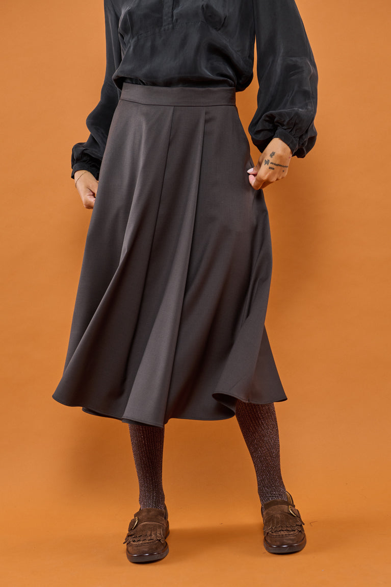 Froks Nora Nederdel / Coffee brown pepita wool