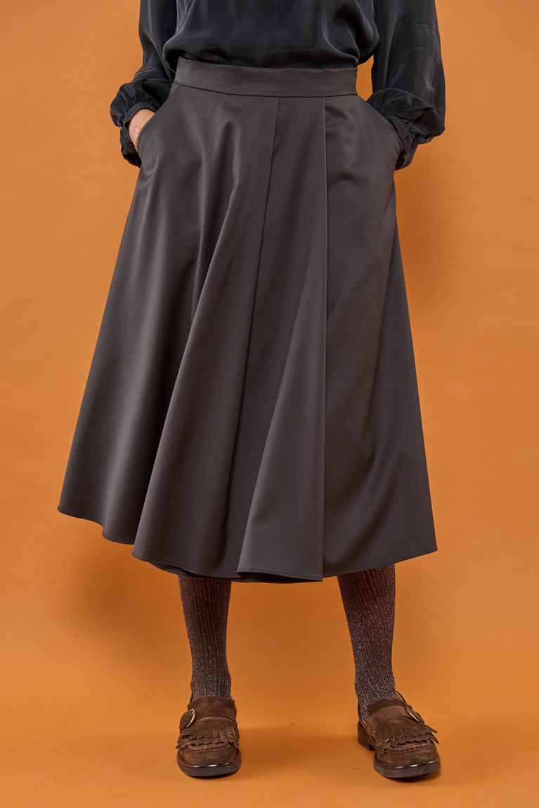 Froks Nora Nederdel / Coffee brown pepita wool