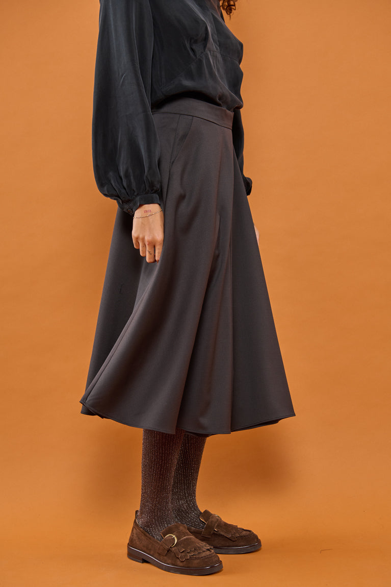 Froks Nora Nederdel / Coffee brown pepita wool