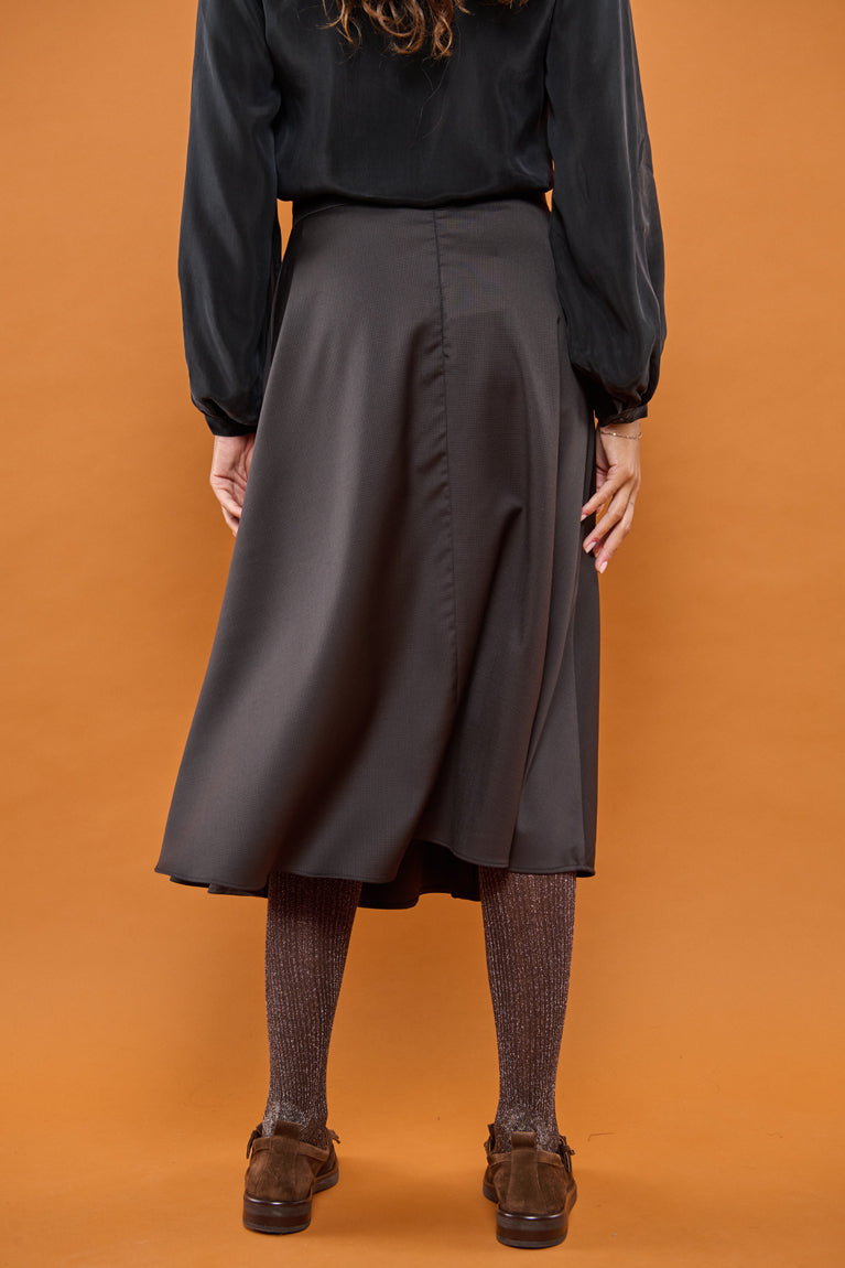 Froks Nora Nederdel / Coffee brown pepita wool