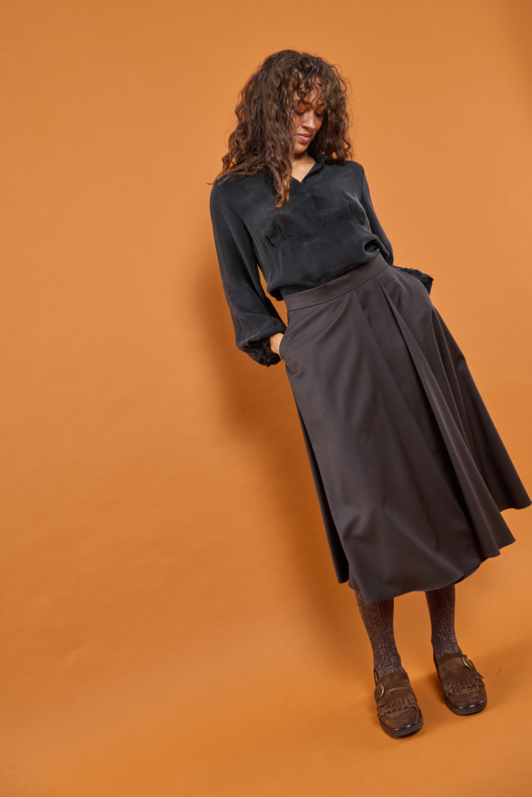 Froks Nora Nederdel / Coffee brown pepita wool