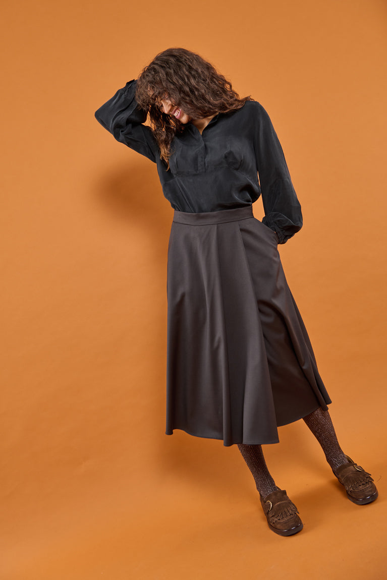 Froks Nora Nederdel / Coffee brown pepita wool