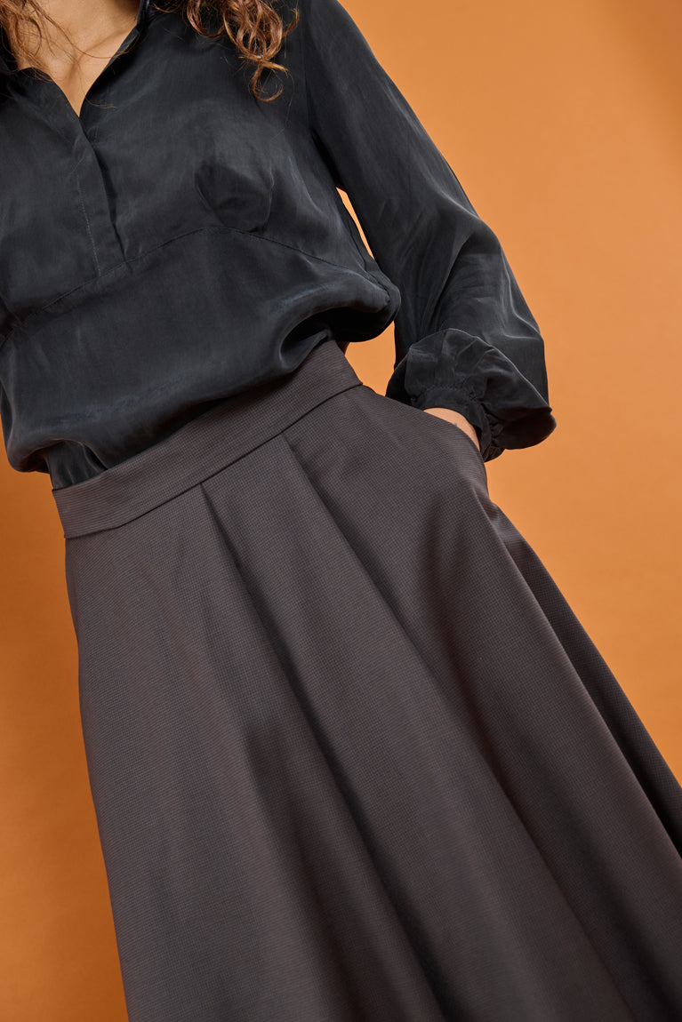 Froks Nora Nederdel / Coffee brown pepita wool