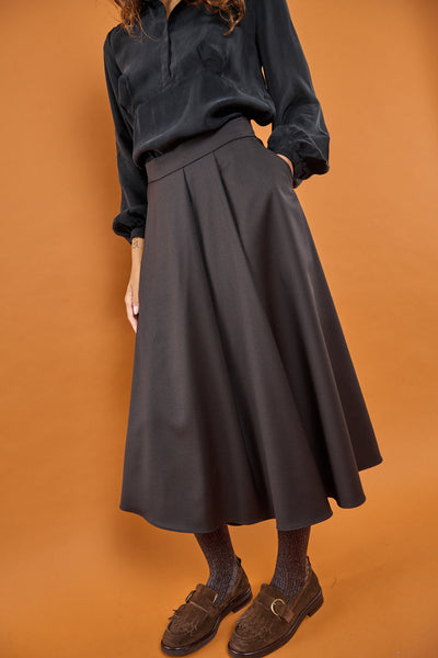 Froks Nora Nederdel / Coffee brown pepita wool