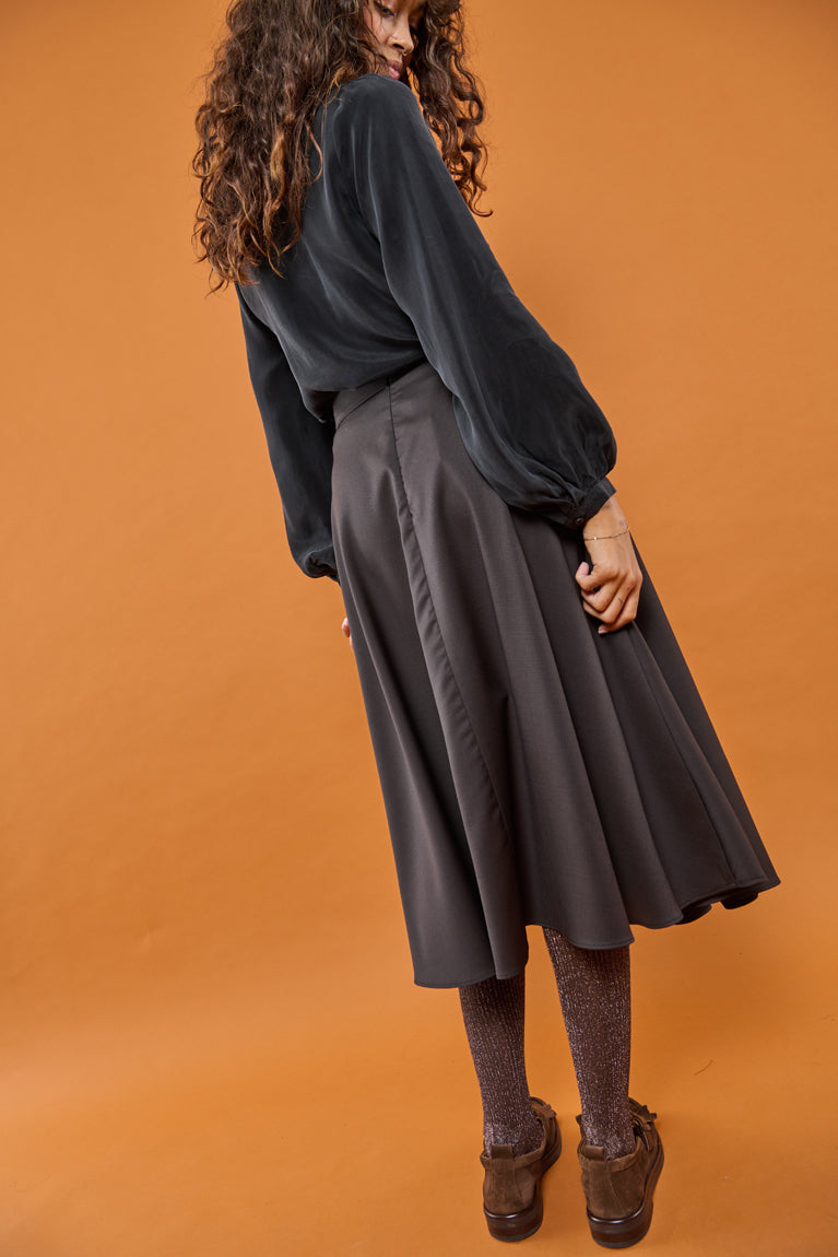 Froks Nora Nederdel / Coffee brown pepita wool