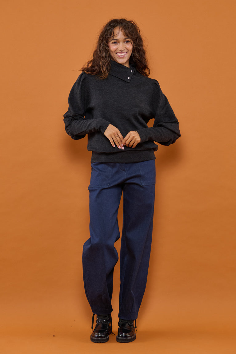 Froks Jenny Bluse / Ebony Merino wool