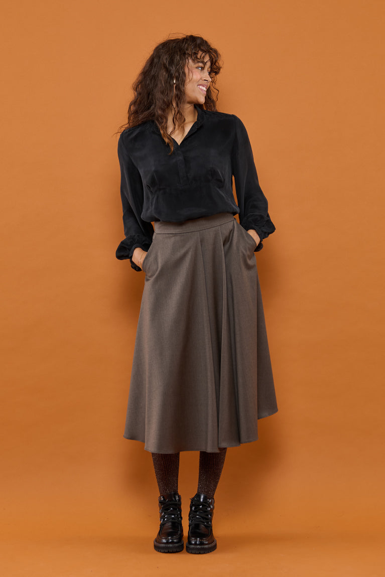 Froks Nora Nederdel / Bark brown wool