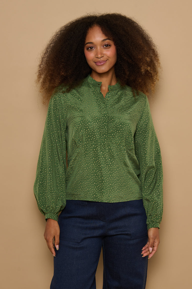 Froks Amelia Tunika Skjorte / Green & Gold flakes