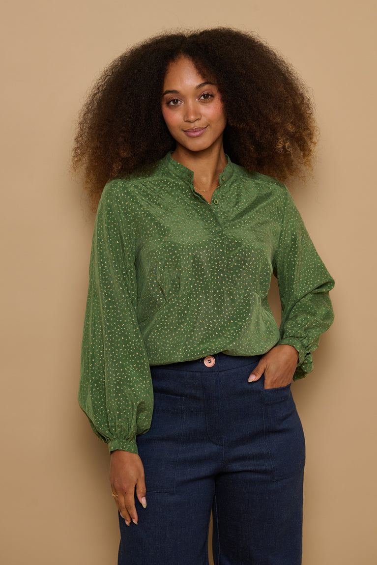 Froks Amelia Tunika Skjorte / Green & Gold flakes
