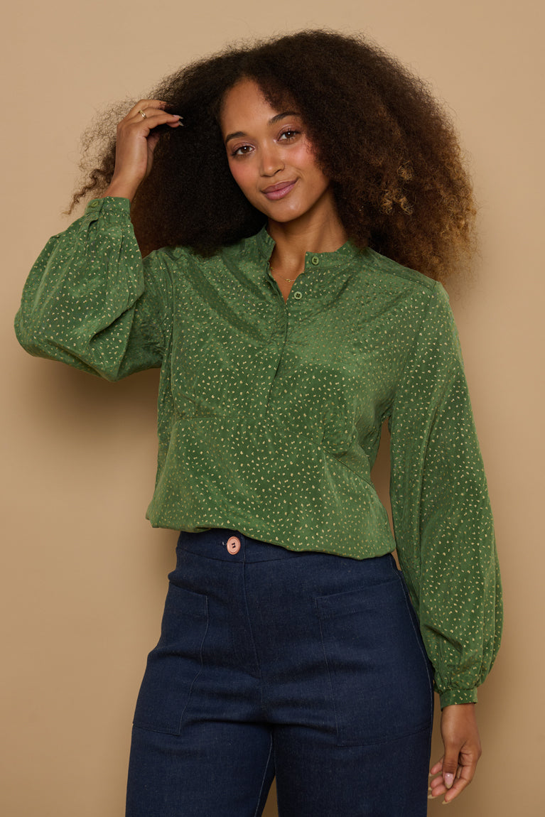 Froks Amelia Tunika Skjorte / Green & Gold flakes