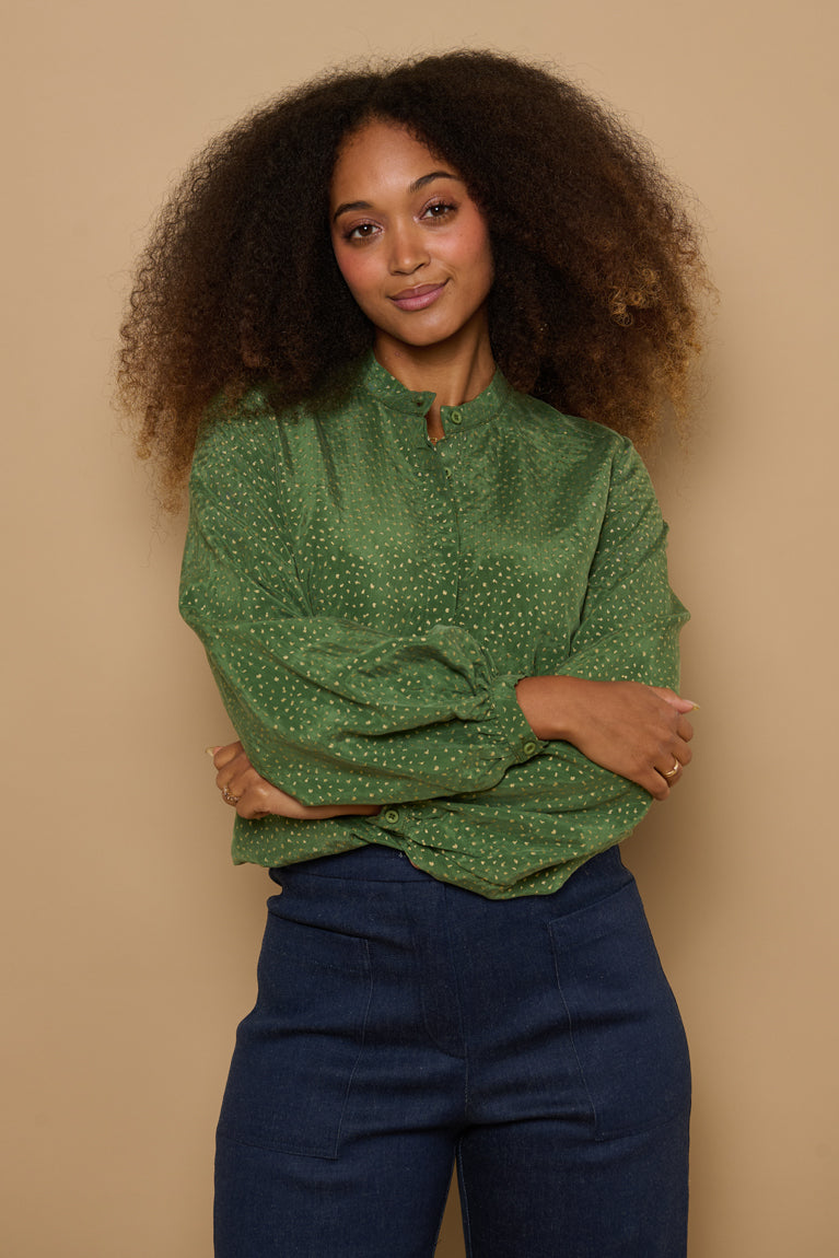 Froks Amelia Tunika Skjorte / Green & Gold flakes