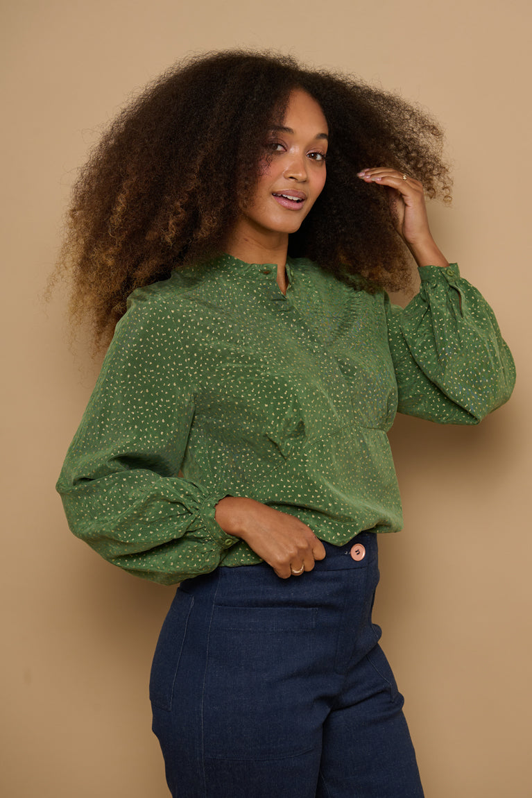 Froks Amelia Tunika Skjorte / Green & Gold flakes