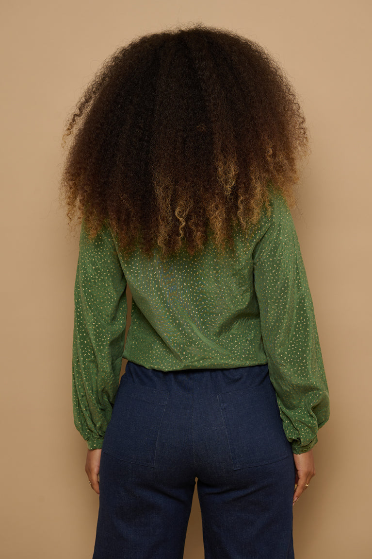 Froks Amelia Tunika Skjorte / Green & Gold flakes
