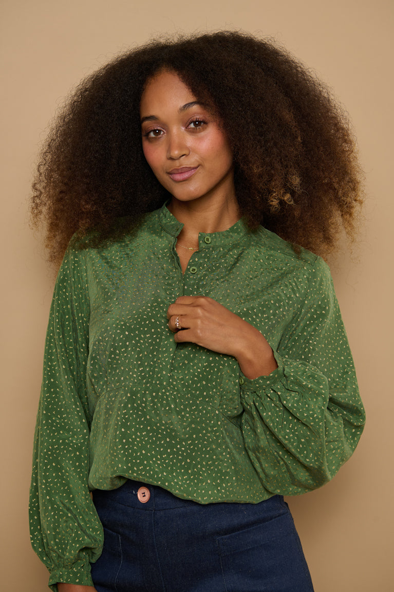 Froks Amelia Tunika Skjorte / Green & Gold flakes