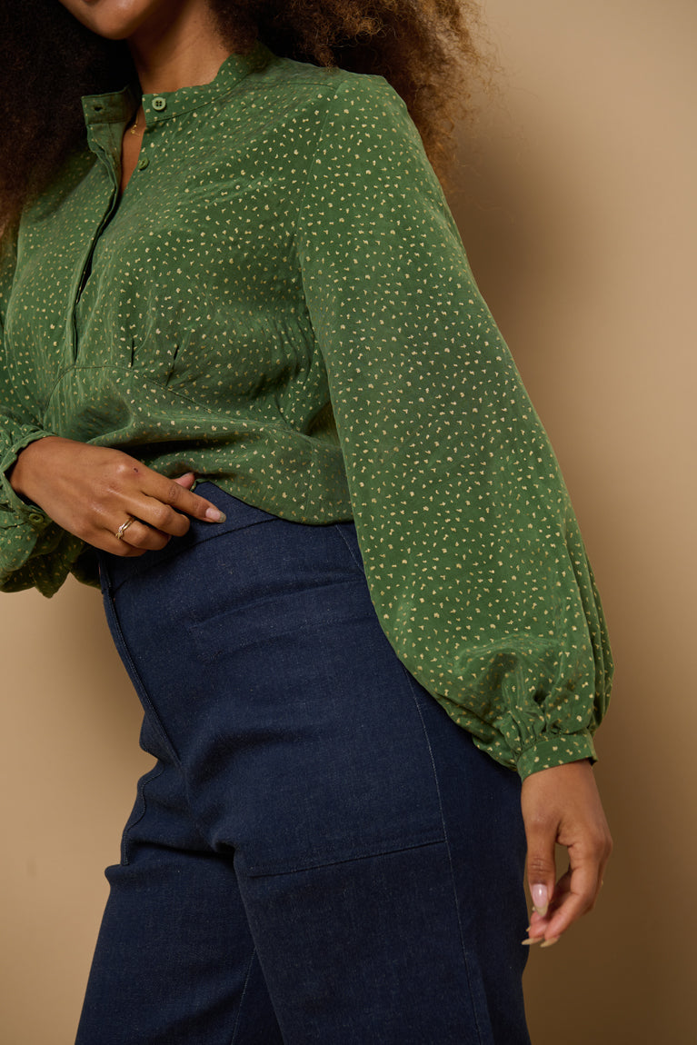 Froks Amelia Tunika Skjorte / Green & Gold flakes