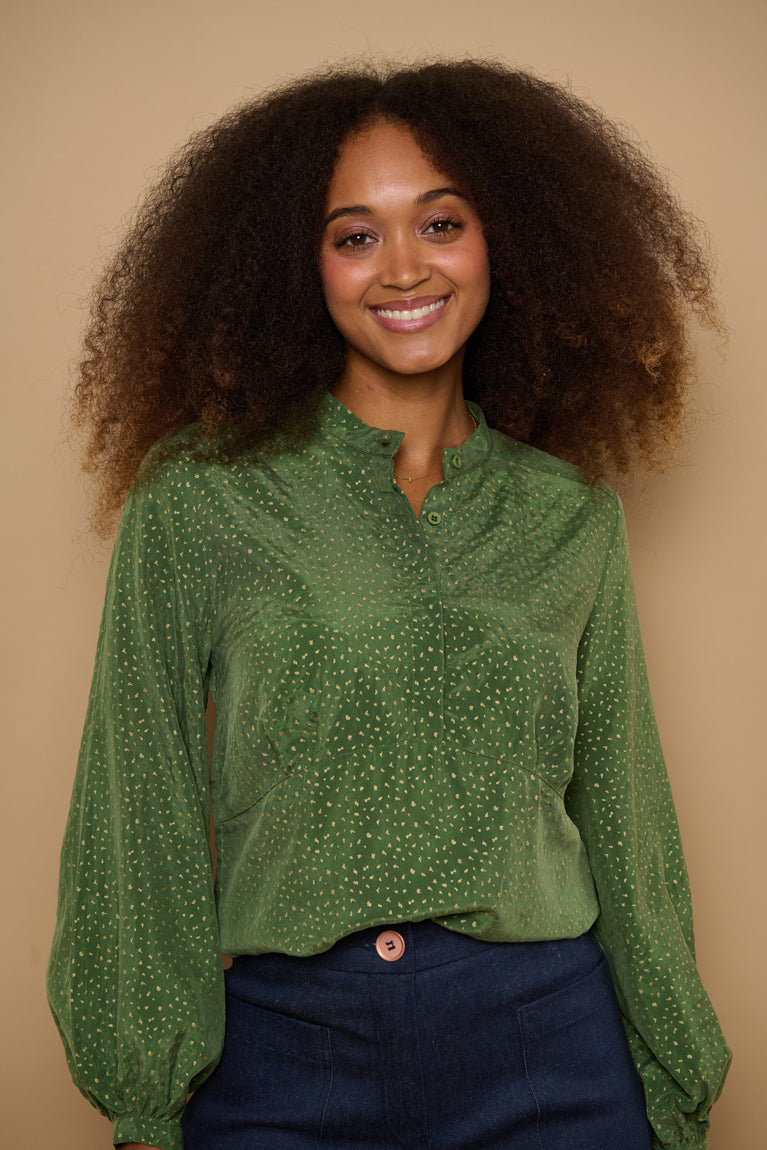 Froks Amelia Tunika Skjorte / Green & Gold flakes