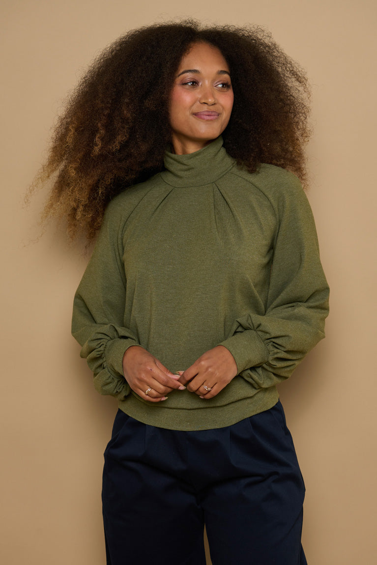 Froks Fleur Sleeve Bluse / Moss essence