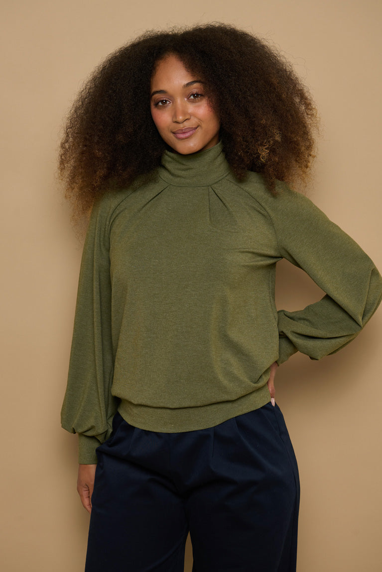Froks Fleur Sleeve Bluse / Moss essence
