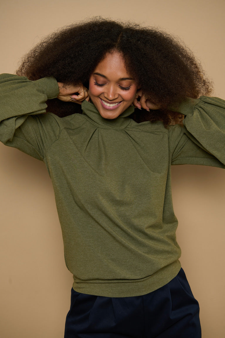 Froks Fleur Sleeve Bluse / Moss essence