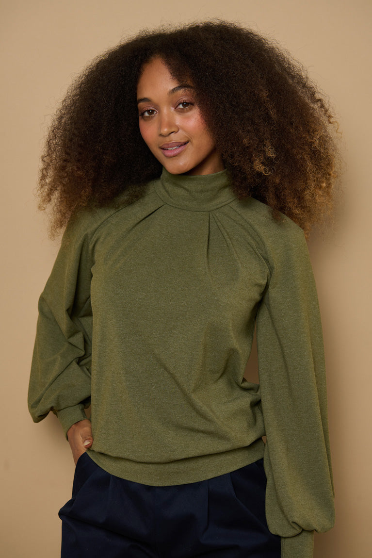 Froks Fleur Sleeve Bluse / Moss essence