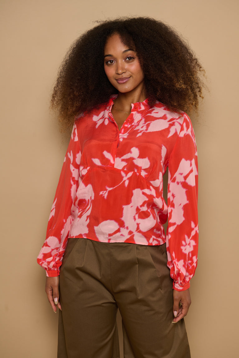 Froks Amelia Tunika Skjorte / Rouge red flower shades