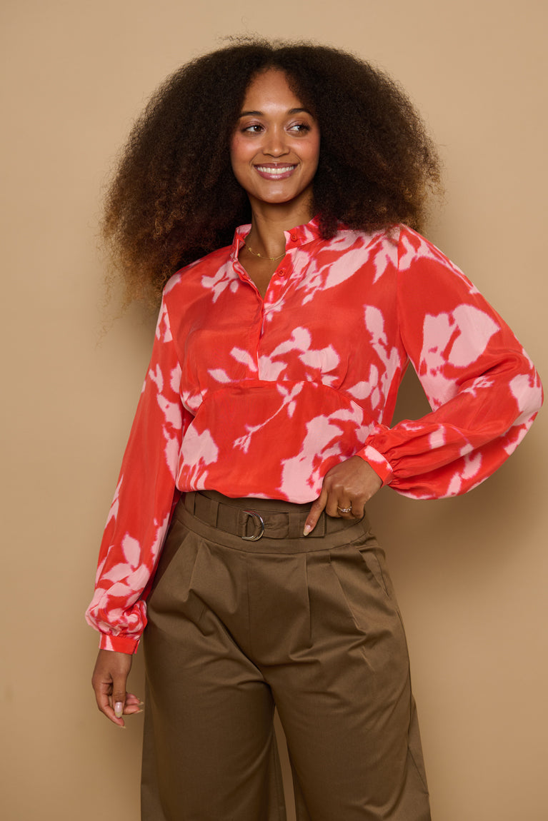 Froks Amelia Tunika Skjorte / Rouge red flower shades