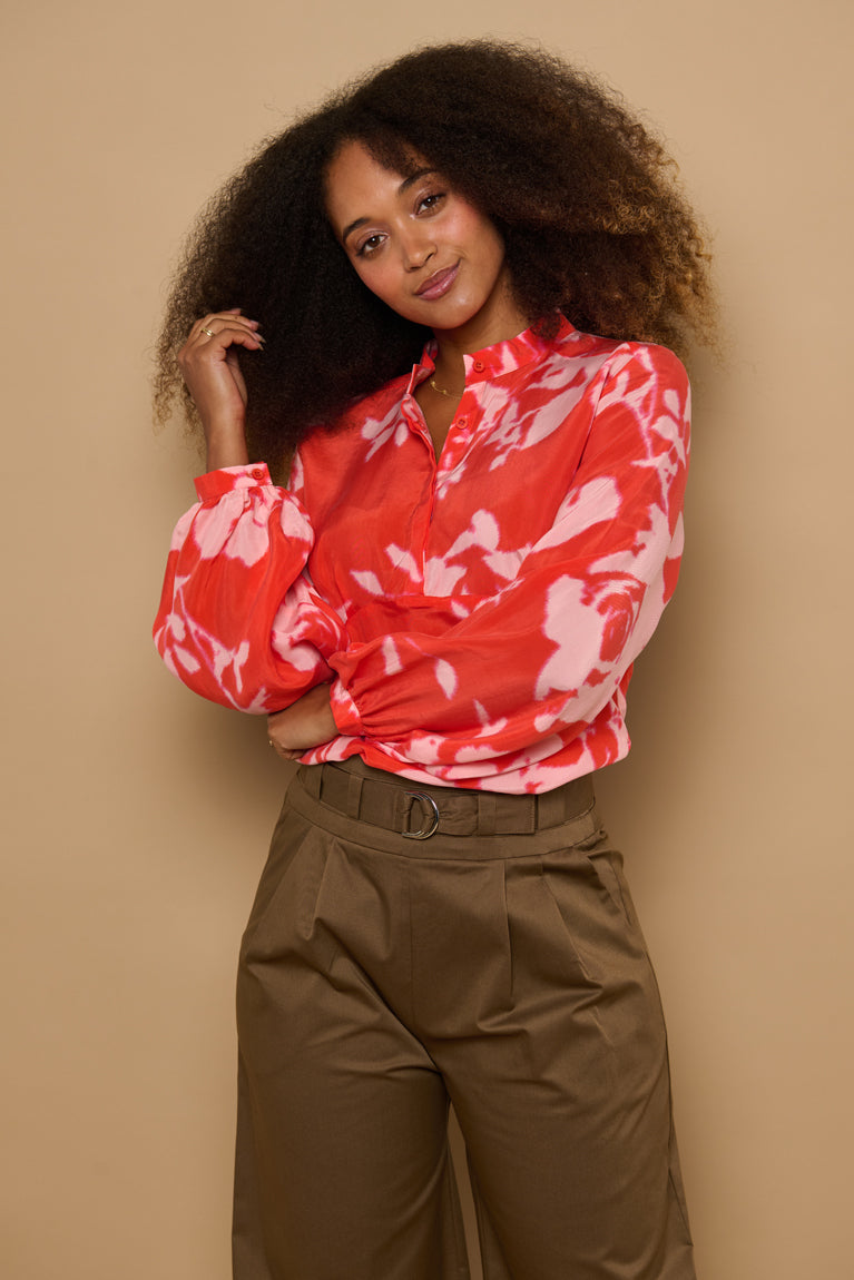 Froks Amelia Tunika Skjorte / Rouge red flower shades