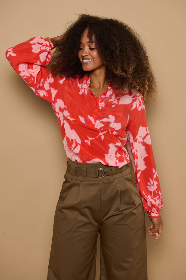 Froks Amelia Tunika Skjorte / Rouge red flower shades