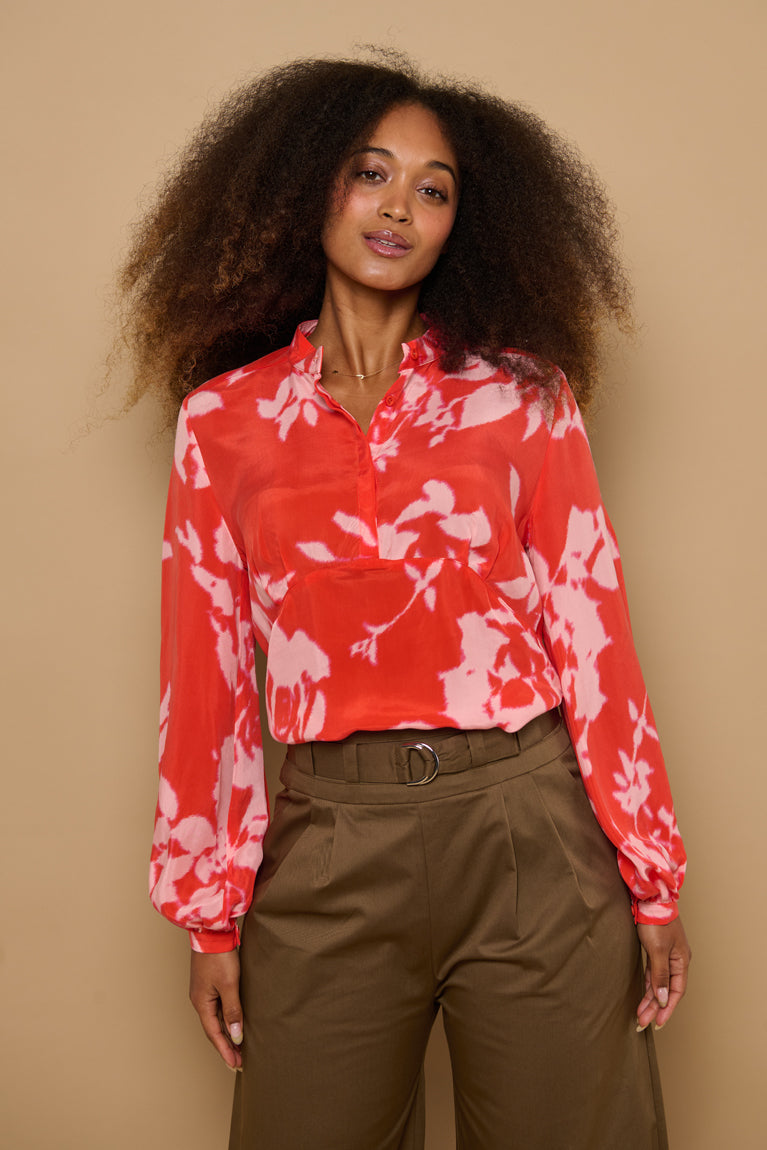 Froks Amelia Tunika Skjorte / Rouge red flower shades