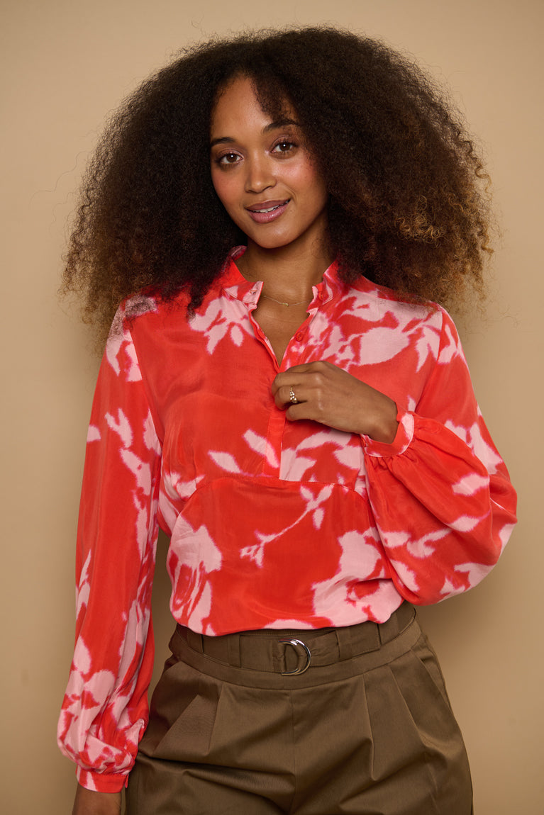 Froks Amelia Tunika Skjorte / Rouge red flower shades